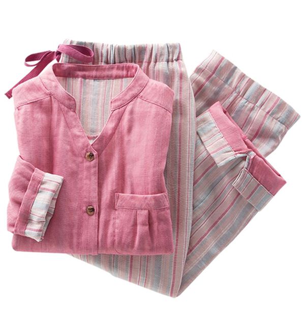 LAVIENNE（ラヴィエンヌ）の「【オーガニックコットン使用】綿１００％Ｗガーゼのルームパジャマ（パジャマ・ルームウェア）」｜詳細画像