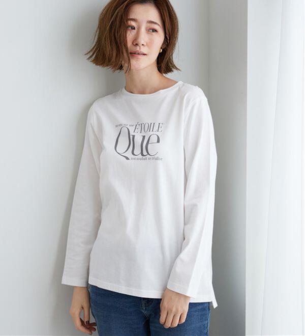 BELLUNA（ベルーナ）の「【着回しのミカタ！】綿100％大人顔サマ見えプリントロンT（カットソー）」｜詳細画像