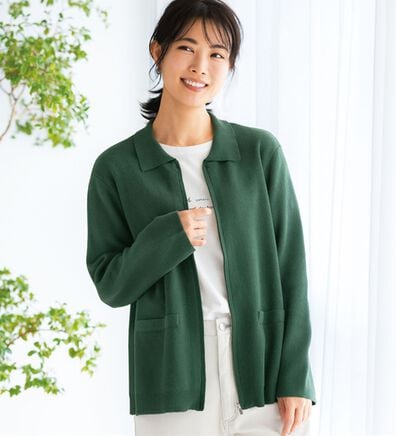 BELLUNA（ベルーナ）の「《ＨｕｇＲｅａｍコットン》ジッパーニットジャケット（その他ジャケット）」