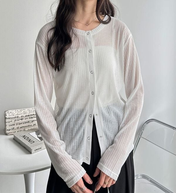 GeeRA（ジーラ）の「カーデにもなる前後２ＷＡＹシアーリブトップス（カットソー）」｜詳細画像