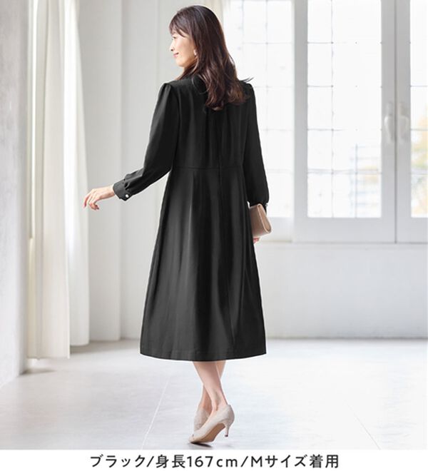 alotta（アロッタ）の「【嬉しい５つの機能付】ネックパール調タックフレアーワンピース（その他ワンピース）」｜詳細画像