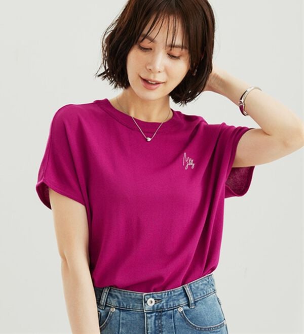 BELLUNA（ベルーナ）の「【快適Ｌａｂ．】Tシャツより上品！ひんやり洗えるニットＴ（ニット・セーター）」｜詳細画像