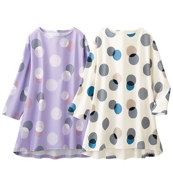 「【２色組】着こなし上品水玉チュニック（チュニック）」｜2色組