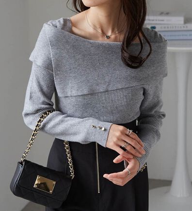 RANAN（ラナン）の「アシメオフショルリブニット（ニット・セーター）」