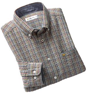 「＜ゴールデンベア＞袖丈選べる綿１００％サッカーシャツ（メンズシャツ）」｜グレー系