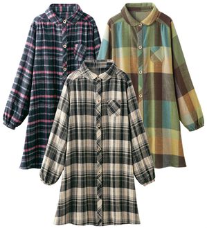 「【３枚組】家事もらく！ほっこりビックチェックシャツ（チュニック）」｜詳細画像