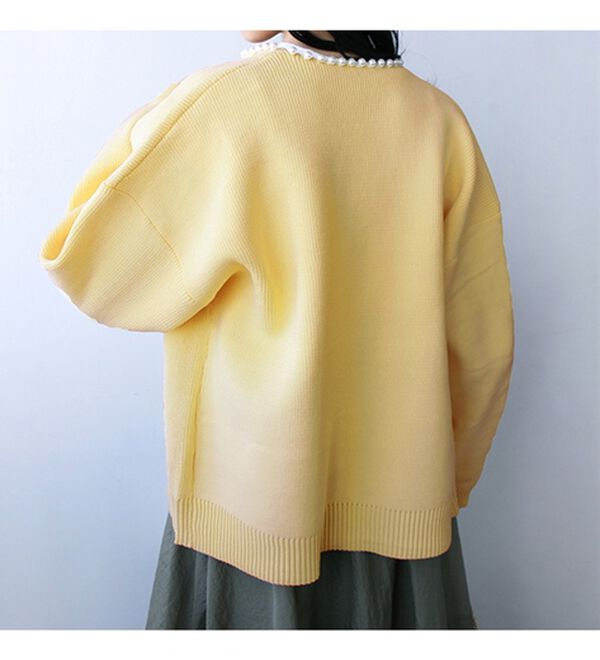 GeeRA（ジーラ）の「パール付ニットカーディガン（ニットカーディガン）」｜詳細画像