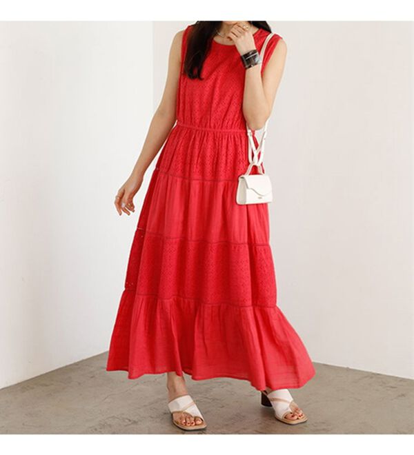 GeeRA（ジーラ）の「レース切替ティアードロングワンピ（ロングワンピース）」｜詳細画像