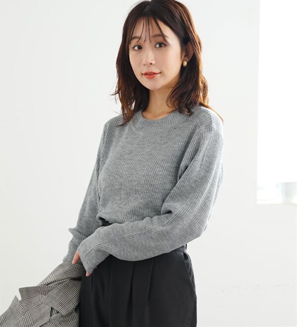 A HAPPY MARILYN（アハッピーマリリン）の「【ＬＬ～６Ｌ】Ｔシャツ感覚で着れる カメレオン級の着回しが叶う リブ ニット（ニット・セーター）」｜詳細画像