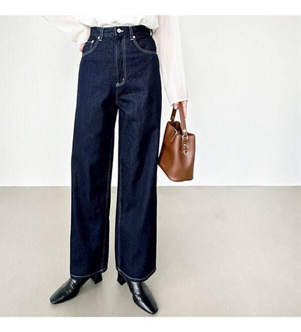 GeeRA（ジーラ）の「ハイウエストストレートデニム（ワイドパンツ・ガウチョ）」｜詳細画像