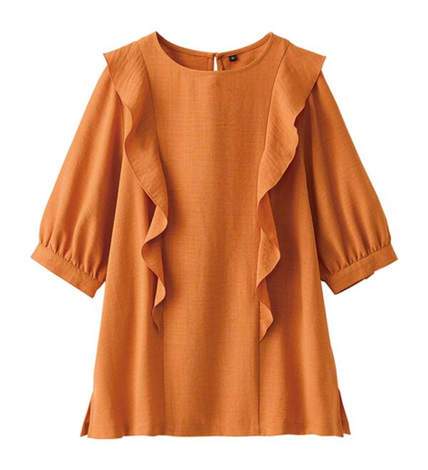 BELLUNA（ベルーナ）の「麻調合繊フリルデザインブラウス（ブラウス）」｜詳細画像