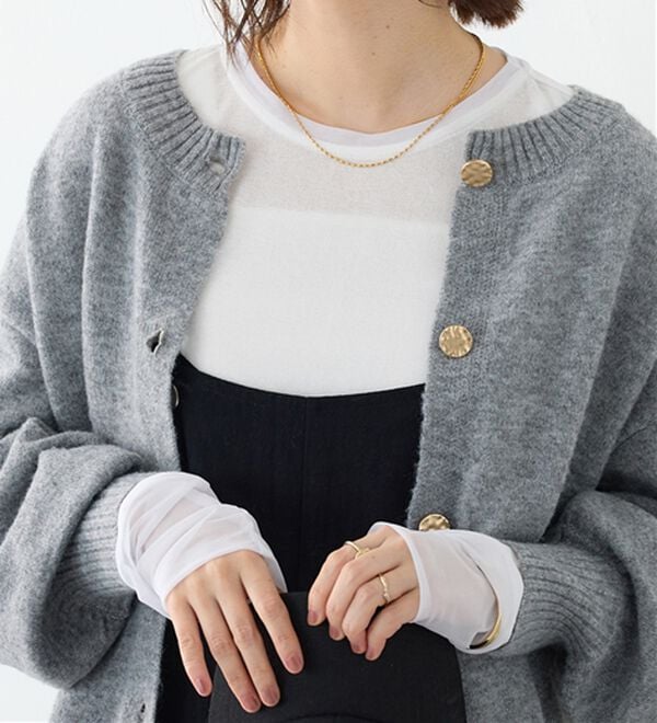 Viola e Viola（ヴィオラ エ ヴィオラ）の「程よい透け感大人シアー素材切替トップス（カットソー）」｜詳細画像