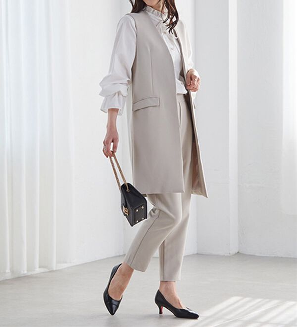 RANAN（ラナン）の「【２点セット】防シワ！ロングジレセットアップ（パンツスーツ）」｜詳細画像