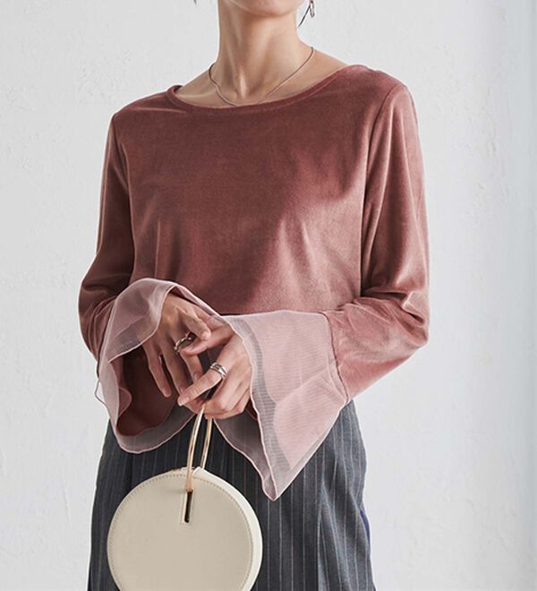RANAN（ラナン）の「フレアーチュール袖ベロアプルオーバー（カットソー）」｜詳細画像