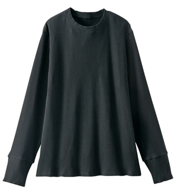 BELLUNA（ベルーナ）の「＜ＭＡＴＯＬＩＡ＞着て潤うリブプルオーバー　ハイネック・クルーネック（カットソー）」｜クルーネック ブラック