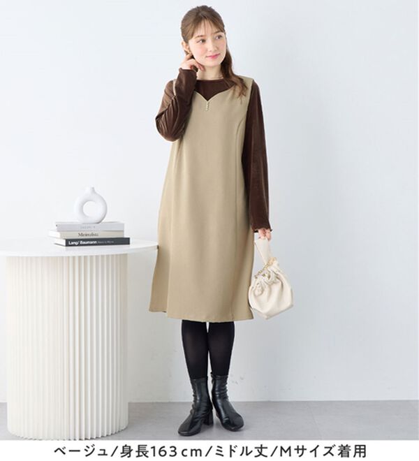 alotta（アロッタ）の「【選べる２丈】すらっと上品見えパール付ジャンパースカート（ジャンパースカート）」｜詳細画像