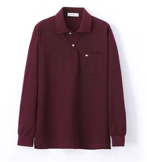 「＜ゴールデンベア＞上質国産ポロシャツ（長袖）（メンズポロシャツ）」｜ワイン