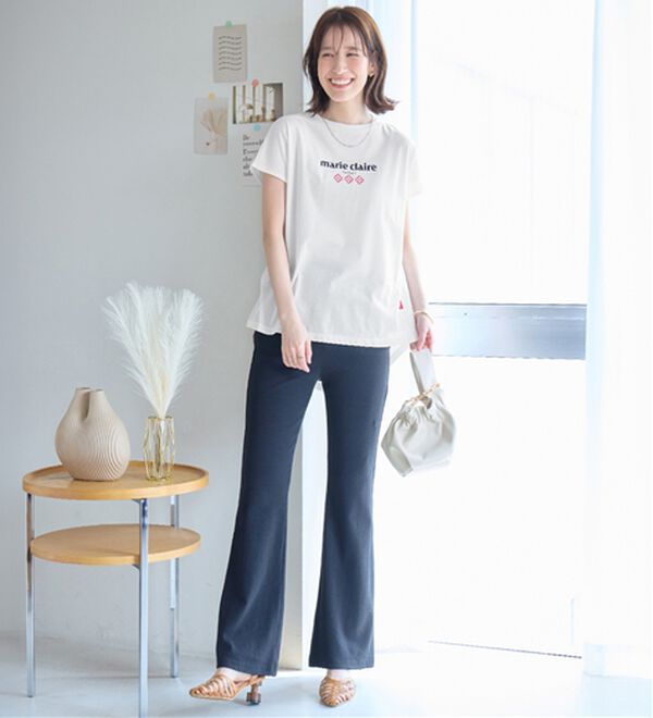 alotta（アロッタ）の「【マリクレール・スポーツ】モックネックギャザーＴシャツ（Tシャツ）」｜詳細画像