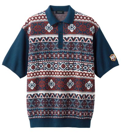 「＜フィッチェ　ゴルフ＞総柄サマーニットポロ（メンズニット・セーター）」