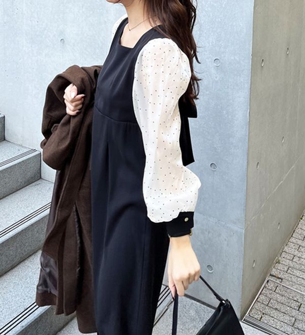 GeeRA（ジーラ）の「【オケージョン】バックリボンシアードット切替ワンピース（その他ワンピース）」｜詳細画像