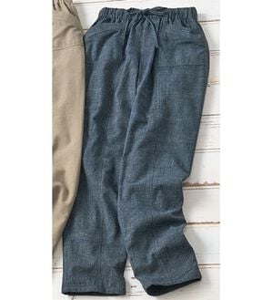 BELLUNA（ベルーナ）の「綿１００％やわらかゆるパンツ（フルレングスパンツ）」｜杢インディゴ