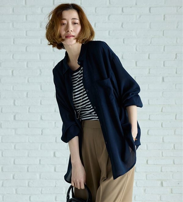 BELLUNA（ベルーナ）の「イージーケア！とろみ素材ビッグシャツ（シャツ）」｜詳細画像