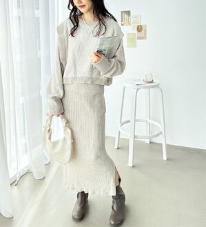GeeRA（ジーラ）の「レイヤード２点セットワンピース（ニットワンピース）」｜アイボリー系