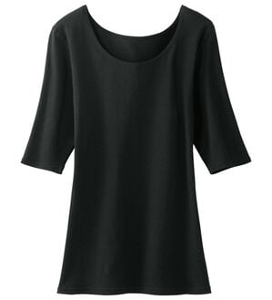 LAVIENNE（ラヴィエンヌ）の「スーッと猫背をケアするインナー（肌着・インナーウェア）」｜ブラック 5分袖 単品