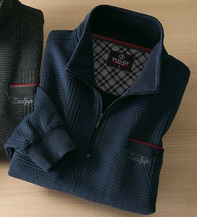 「紳士の格調デザイン　ハーフジップトレーナー（メンズシャツ）」