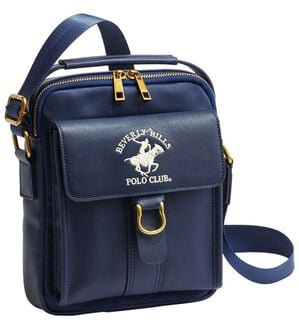 「＜ビバリーヒルズ・ポロクラブ＞縦型ショルダーバッグ（メンズショルダーバッグ）」｜ネイビー
