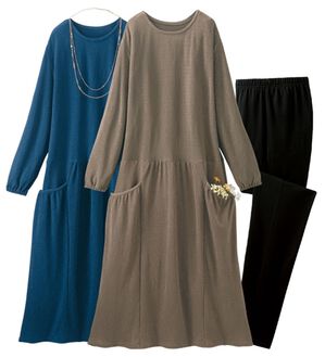 「【３点セット】大人可愛いゆったりルームワンピ（ニットワンピース）」｜3点セット