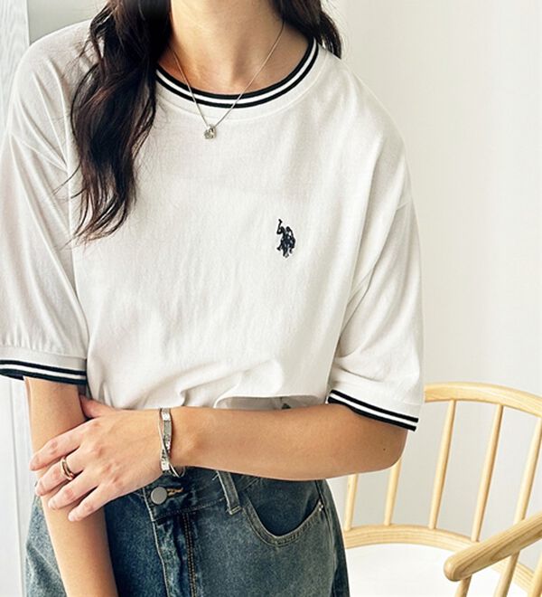 GeeRA（ジーラ）の「【ＵＳ．ＰＯＬＯ．ＡＳＳＮ】ライン配色Ｔシャツ（Tシャツ）」｜詳細画像