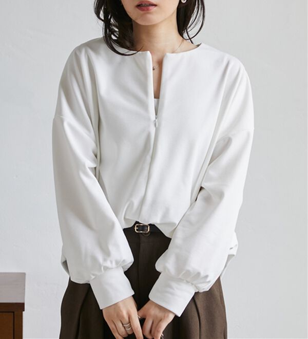 RANAN（ラナン）の「ハーフジップコクーン長袖チュニック（カットソー）」｜詳細画像
