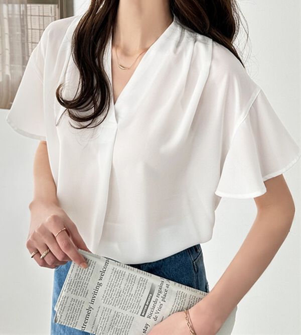 GeeRA（ジーラ）の「サラサラ涼しい！着やせも叶うフレアー袖ブラウス（ブラウス）」｜詳細画像