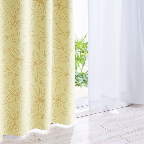 「【４枚組】多機能レース付！２級遮光フラワー柄カーテン＜断熱保温・ＵＶカット・見えにくい・簡単！素敵にコーディネートカーテ（ドレープカーテン）」｜詳細画像