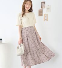 alotta（アロッタ）の「楽キレイ異素材ドッキングワンピース（ドッキングワンピース）」