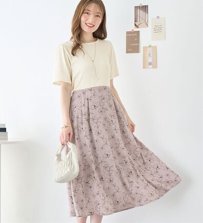 alotta（アロッタ）の「楽キレイ異素材ドッキングワンピース（ドッキングワンピース）」