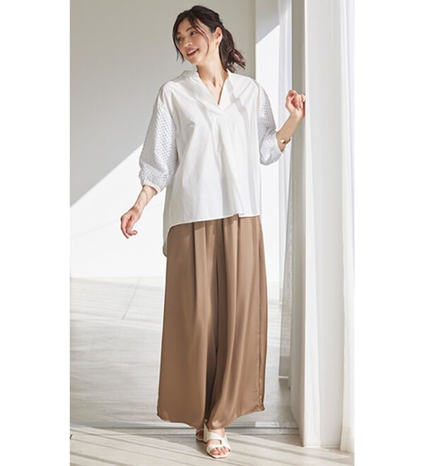 RANAN（ラナン）の「サテンワイドパンツ（ワイドパンツ・ガウチョ）」｜詳細画像