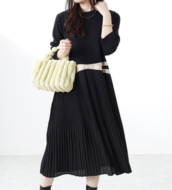 BELLUNA（ベルーナ）の「【Ｌａｇｒｉｌｕａ】プリーツ切替ドッキングワンピース（ドッキングワンピース）」｜詳細画像