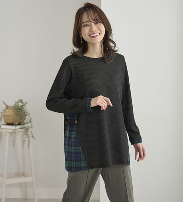 BELLUNA（ベルーナ）の「異素材重ね着風チュニック（チュニック）」｜詳細画像