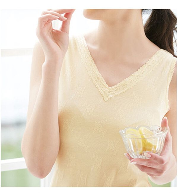 「なめらかシルク入りジャカードタンク（肌着・インナーウェア）」｜詳細画像