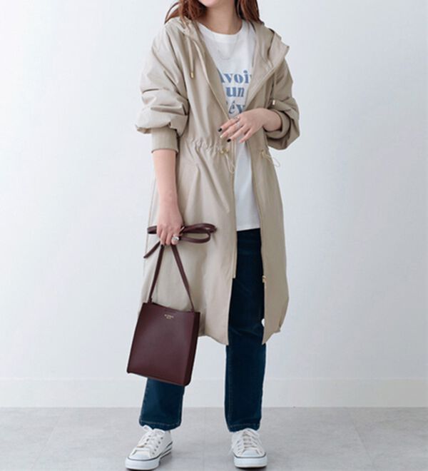 BELLUNA（ベルーナ）の「袖リブ使いロング丈パーカー（ロングコート）」｜詳細画像