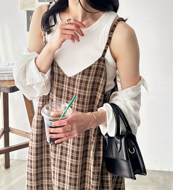 GeeRA（ジーラ）の「チェックフレアーキャミワンピース（その他ワンピース）」｜詳細画像