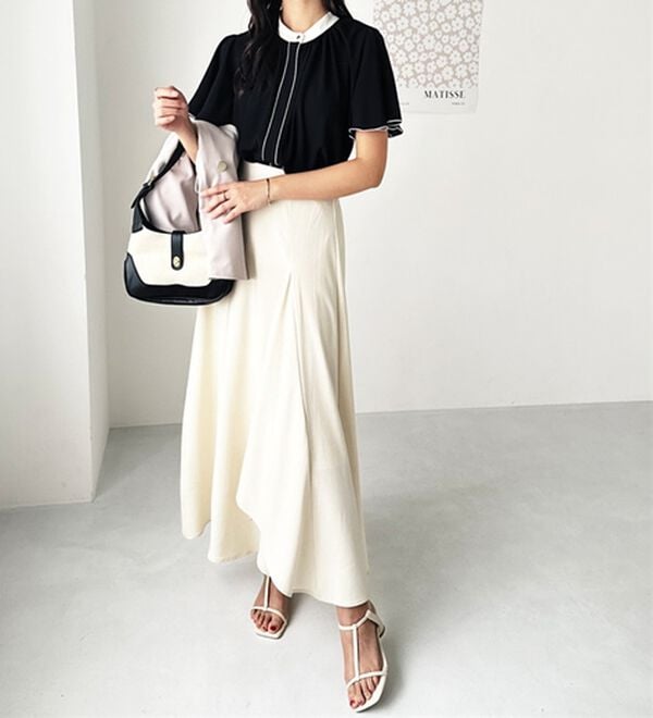 GeeRA（ジーラ）の「前後２ＷＡＹ配色フレアー袖ブラウス（ブラウス）」｜詳細画像