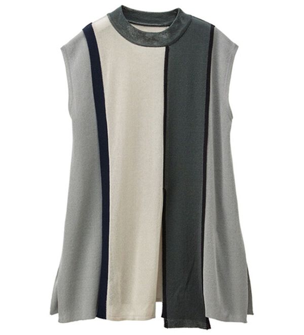 RANAN（ラナン）の「配色ブロッキングノースリーブニット（ニット・セーター）」｜詳細画像