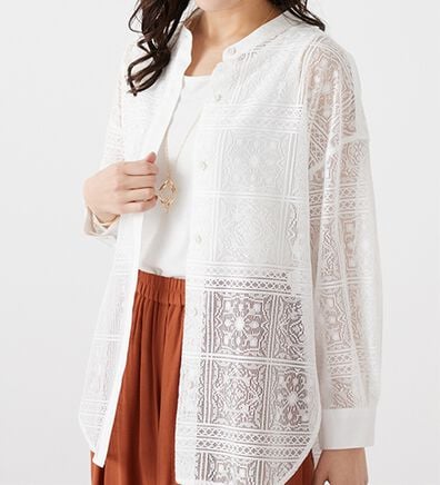 BELLUNA（ベルーナ）の「上品レース素材シャツチュニック（チュニック）」