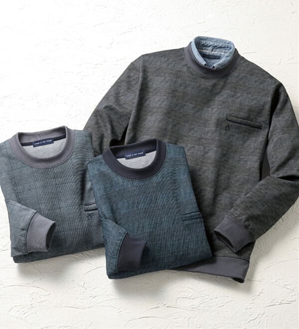 「【３色組】＜コムルヴァン・オム＞そのままお出掛け！くつろぎトレーナー（メンズトレーナー）」｜3色組