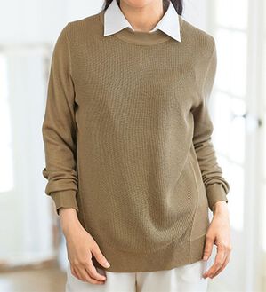 BELLUNA（ベルーナ）の「重ね衿付！細見えニットプルオーバー（ニット・セーター）」｜モカ