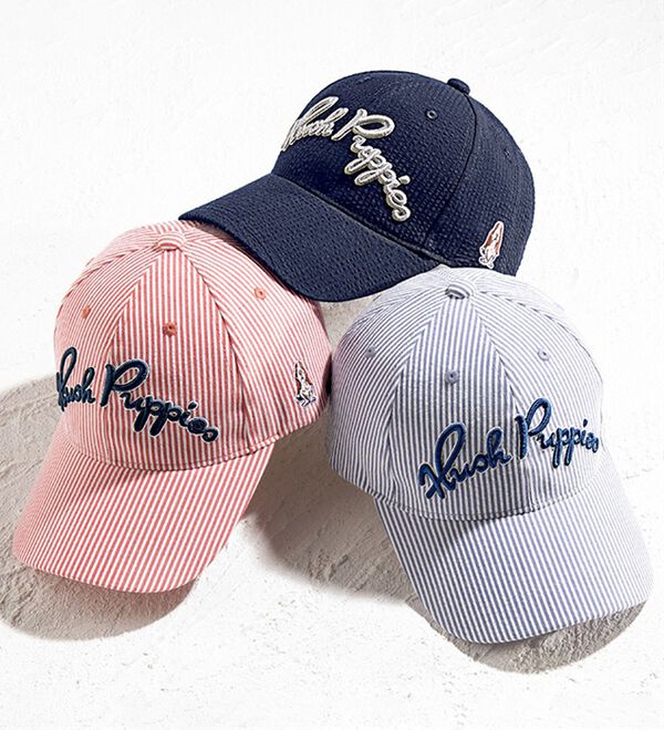 「＜ハッシュパピー＞爽やかシアサッカー素材ロゴキャップ（メンズ帽子）」｜詳細画像