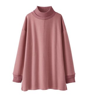 BELLUNA（ベルーナ）の「リブ使いがかわいい裏起毛トレーナー（チュニック）」｜ピンク